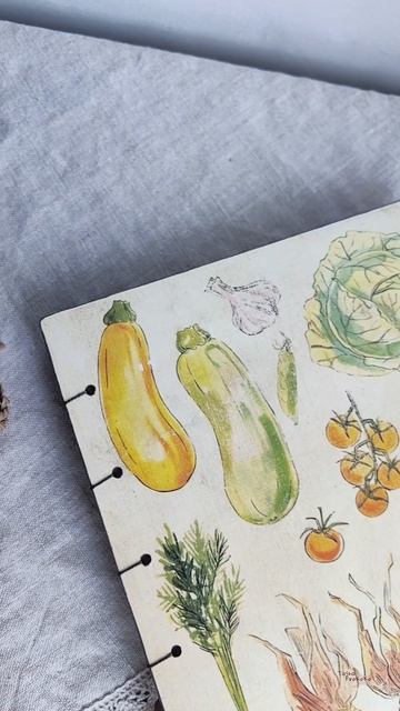 Деревянный крафт блокнот А5 Овощной