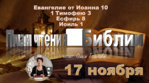17 ноября - Евангелие от Иоанна 10; 1 Тимофею 3; Есфирь 8; Иоиль 1