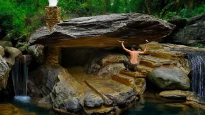 Строю уникальное убежище на природе под скалой. Жизнь на природе. Бушкрафт