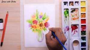 Мастер-класс по рисованию акварелью красивых цветов в вазе, поэтапно для начинающих