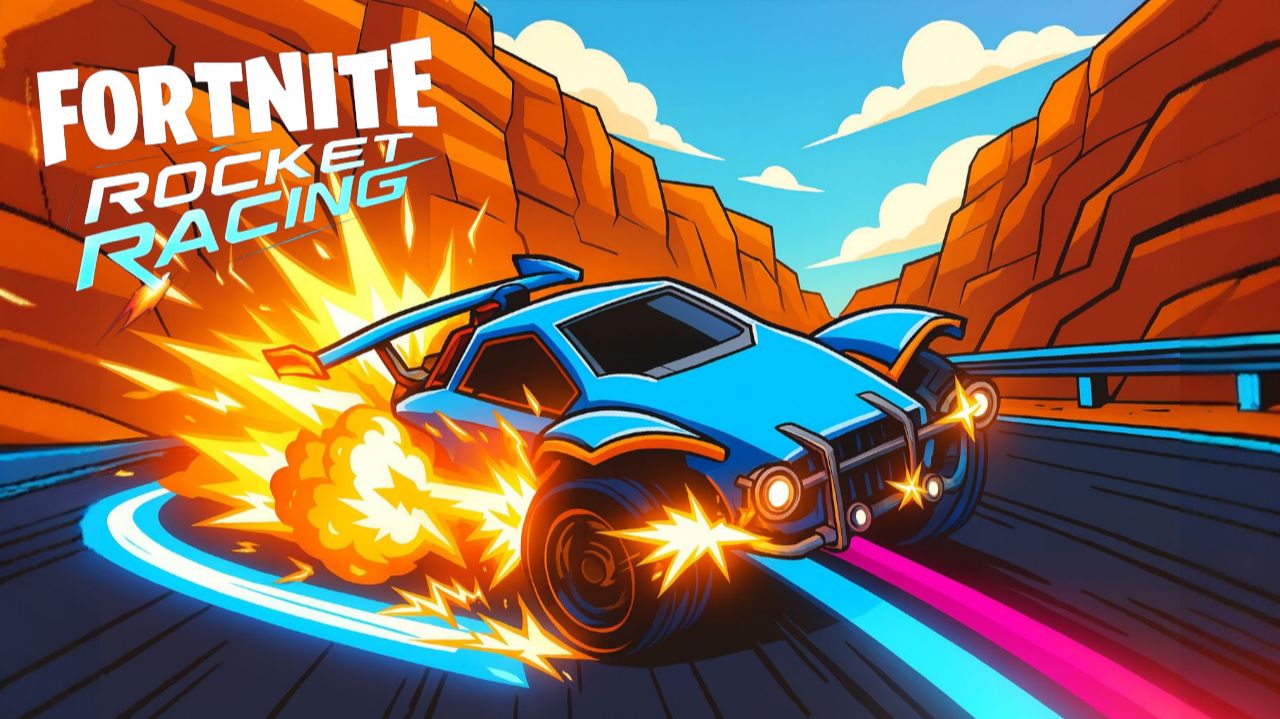 Первая гонка в каньоне в Rocket Racing  Fortnite