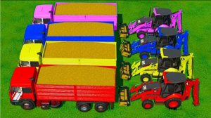 Разноцветные Машинки и Грузовики для Детей! Мультики про Машинки и Трактора — Катаемся и Прыгаем!