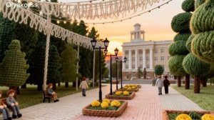 Курган с помощью нейросетей превратился в уютный вязаный мир