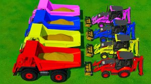 Разноцветные Машинки, Грузовики и самосвалы для Детей! Мультики про Машинки и Трактора — Катаемся!