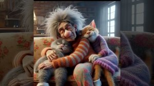 Старуха, кот и кошка.  Продолжите историю, - мы анимируем лучшую из 10 @ffeecostudio #мультики