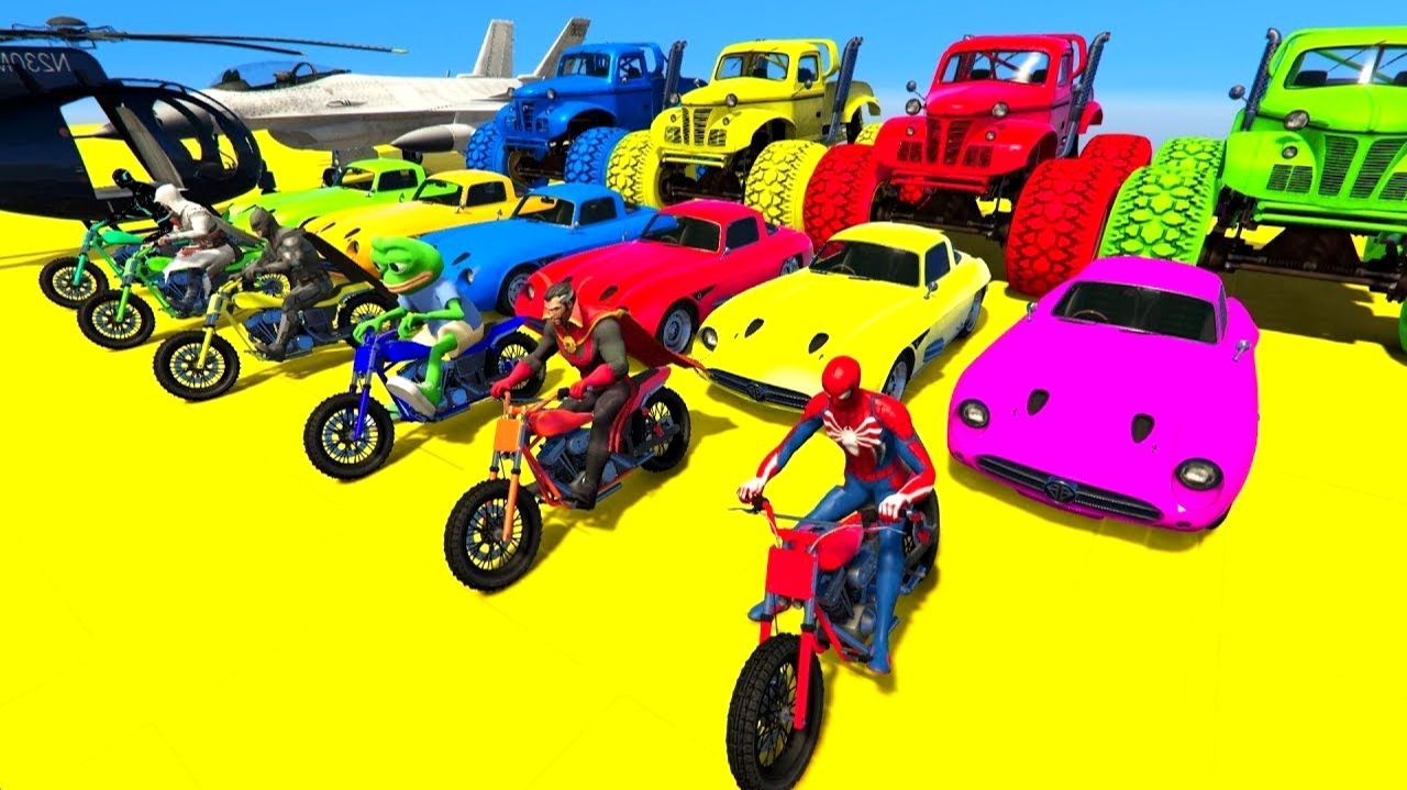 Мультики про машинки и мотоциклы. Мультик человек-паук и супергерои. Мультики для детей и малышей.
