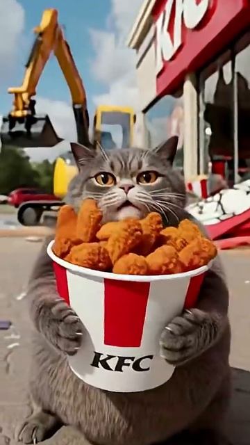 кот-экскаваторщик рушит KFC