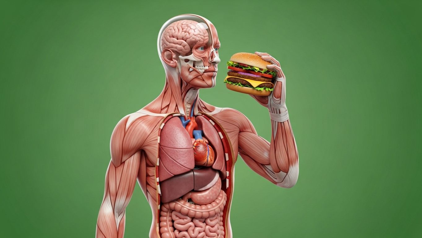 АСМР Что происходит с организмом после гамбургера — полный путь еды в 3D-анимации (анатомия) смотреть онлайн