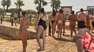 Sunset Reflections in Europe- Beach Walk / Water Slides | 4K Tour