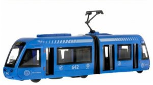 Модель "Трамвай с резинкой" 30 см пластмассовая открываются TRAMNEWRUB-30PL-BU
