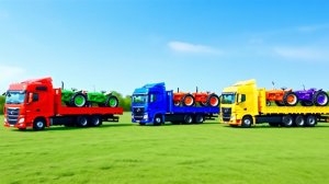 Разноцветные Машинки и Трактора для Детей! Мультики про Машинки и Грузовики — Катаемся и Прыгаем!