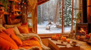 Зимний вечер у камина ❄️ Уютная хижина в лесу и лёгкий рождественский джаз 🎄🔥
