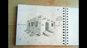 Учусь рисовать по книге. Двадцать пятый день. Замок в угловой перспективе