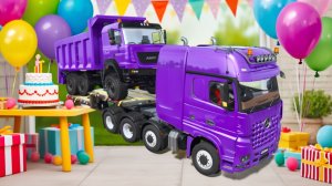 Разноцветные Трактора и Машинки для Детей! Мультики про Самосвалы и Грузовики — Катаемся и Прыгаем!