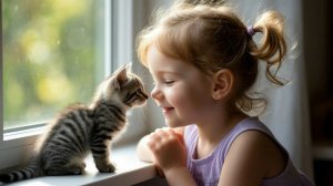 Девочка и котёнок. Песенка о том, как сбылась мечта девочки и ей подарили маленького котёнка.