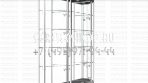 Витрина с двумя внешним угловыми модулями из алюминиевого профиля