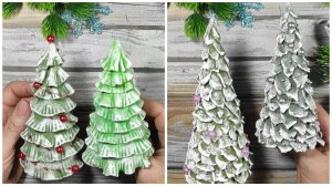 2 Идеи ёлочек ЛЕГКО и ПРОСТО из лёгкого пластилина своими руками. Новогодние поделки.