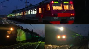 ночное БМО 309 км | последняя электричка и пара грузовых на ВЛ11 и 2ЭС6