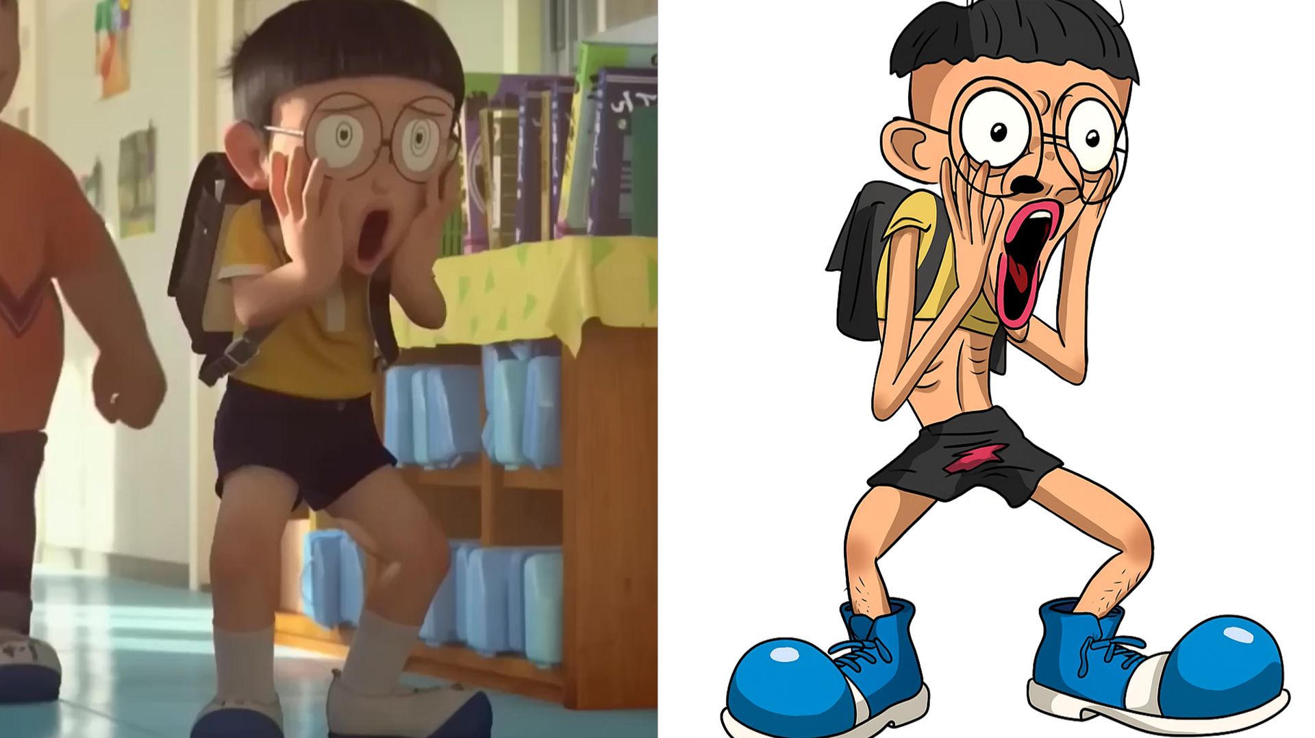 Забавные мемы с персонажами Дораэмона: Нобитой Сидзукой Джианом и Сунео в мультяшных сценах