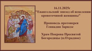 16.11.2025г "Евангельский эпизод об исцелении кровоточивой женщины" Проповедь прот. Геннадия Заридзе
