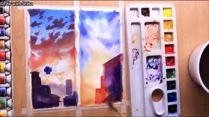 Мастер-класс по рисованию акварелью городского пейзажа на закате и рассвете