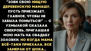 Зови свою деревенскую мамашу на свадьбу! - сказала свекровь. Но когда она приехала