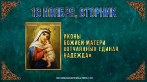 Иконы Божией Матери «Отчаянных единая Надежда». 18 ноября 2025 г.