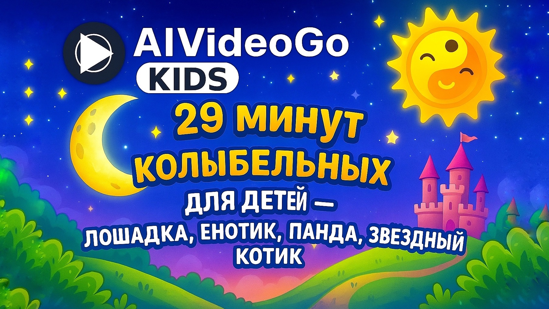 29 минут колыбельных для детей — лошадка, енотик, панда, звёздный котик | AlVideoGo Kids