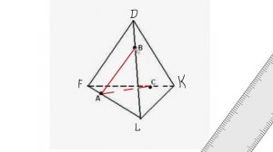 Сечение тетраэдра по трём точкам подробно. Пример 2.
