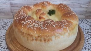 Шикарный пирог с фаршем и овощами в духовке. Дрожжевой мясной пирог. Выпечка и кулинария