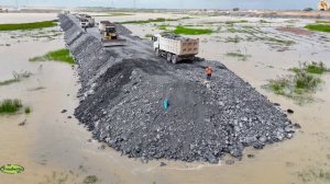 Строительство, засыпка, дорога на озере