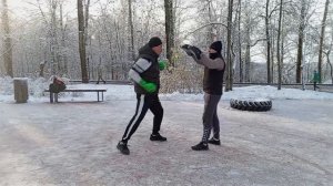 Кельчин Александр, тренировка по боксу на лапах. 2025, ноябрь. #бокс #snowstyle