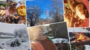 Выходные в деревне . Первый снег. Встретили мужчин