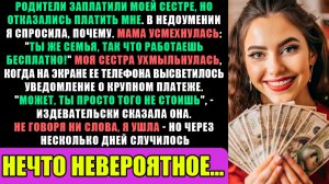 Родители Отказались Платить Мне, Однако Прислали Сестре Кругленькую Сумму...