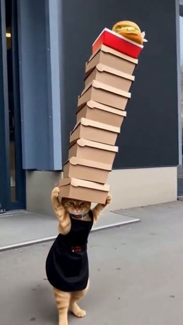 кот-курьер cat funny прикольныекоты веселыекоты memes коткурьер ии ai aivideo