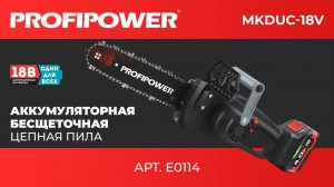 Аккумуляторная бесщеточная цепная пила ProfiPower MKDUC-18VАртикул: E0114