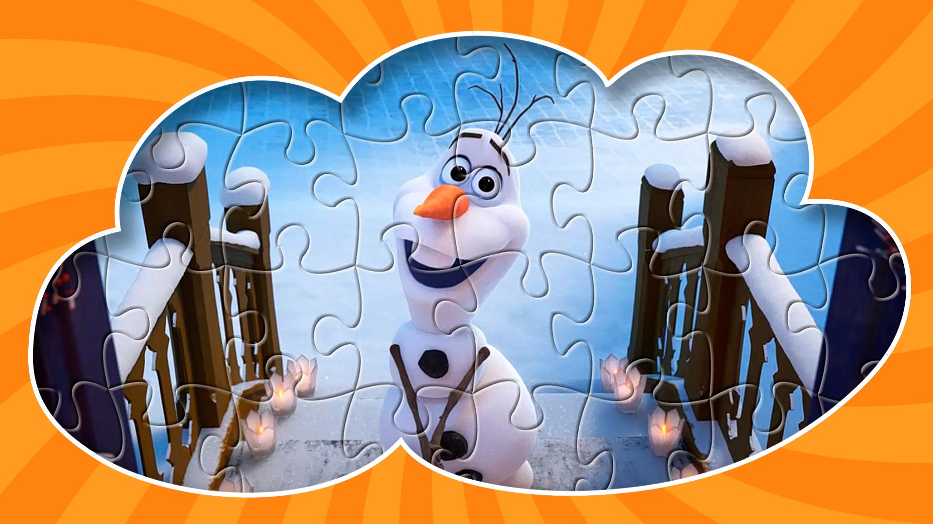 ⭐ХОЛОДНОЕ СЕРДЦЕ Олаф на крыльце - собираем пазлы⭐KIDS ZONE PARTY