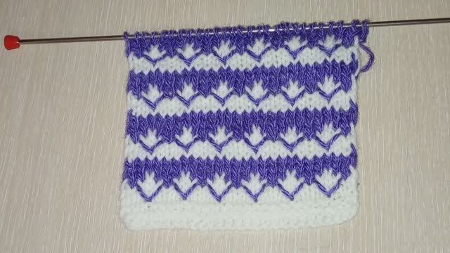Простой узор спицами из двух цветов смотреть онлайн