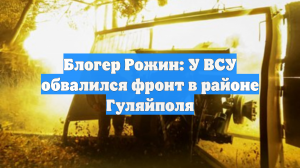 Блогер Рожин: У ВСУ обвалился фронт в районе Гуляйполя