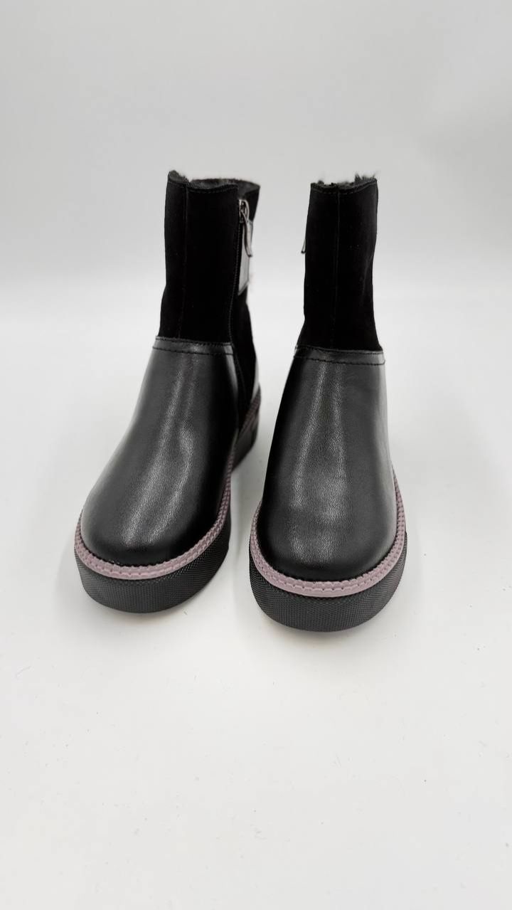 Полусапоги кожа шерсть зимние женские Evalli 1895 611 1 чёрный