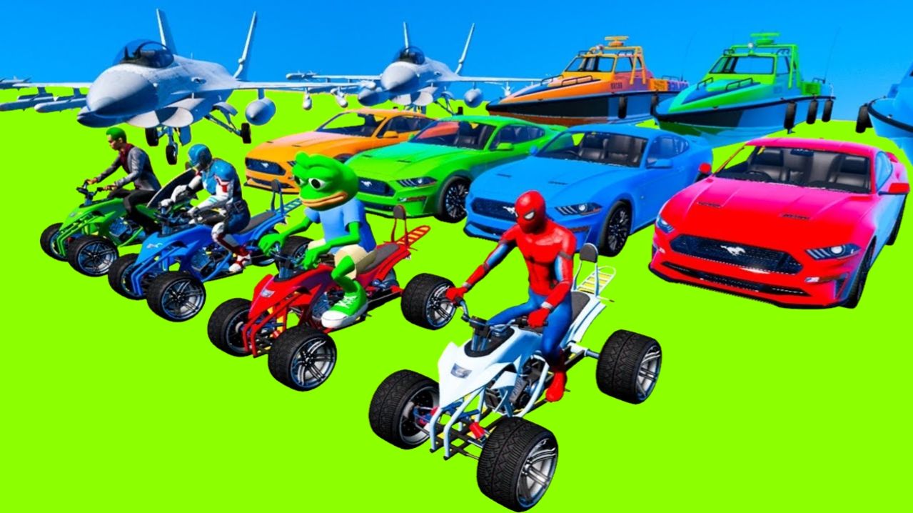 Мультики про машинки и мотоциклы. Мультфильм для детей. Мультик про человека-паука и супергероев.