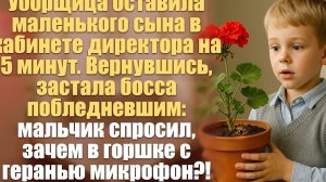 Уборщица оставила маленького сына в кабинете директора на 5 минут. Вернувшись, застала босса..