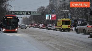 Пробки и сугробы: заснеженный Хабаровск запечатлел DVHAB