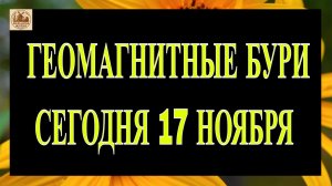 ОСТОРОЖНО! ГЕОМАГНИТНЫЕ БУРИ СЕГОДНЯ 17 НОЯБРЯ 2025!