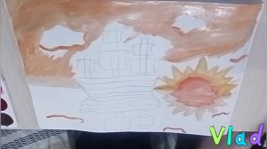 Корабль на закате / Рисую корабль акварелью / Рисование на канале Влад. Умелые руки.
