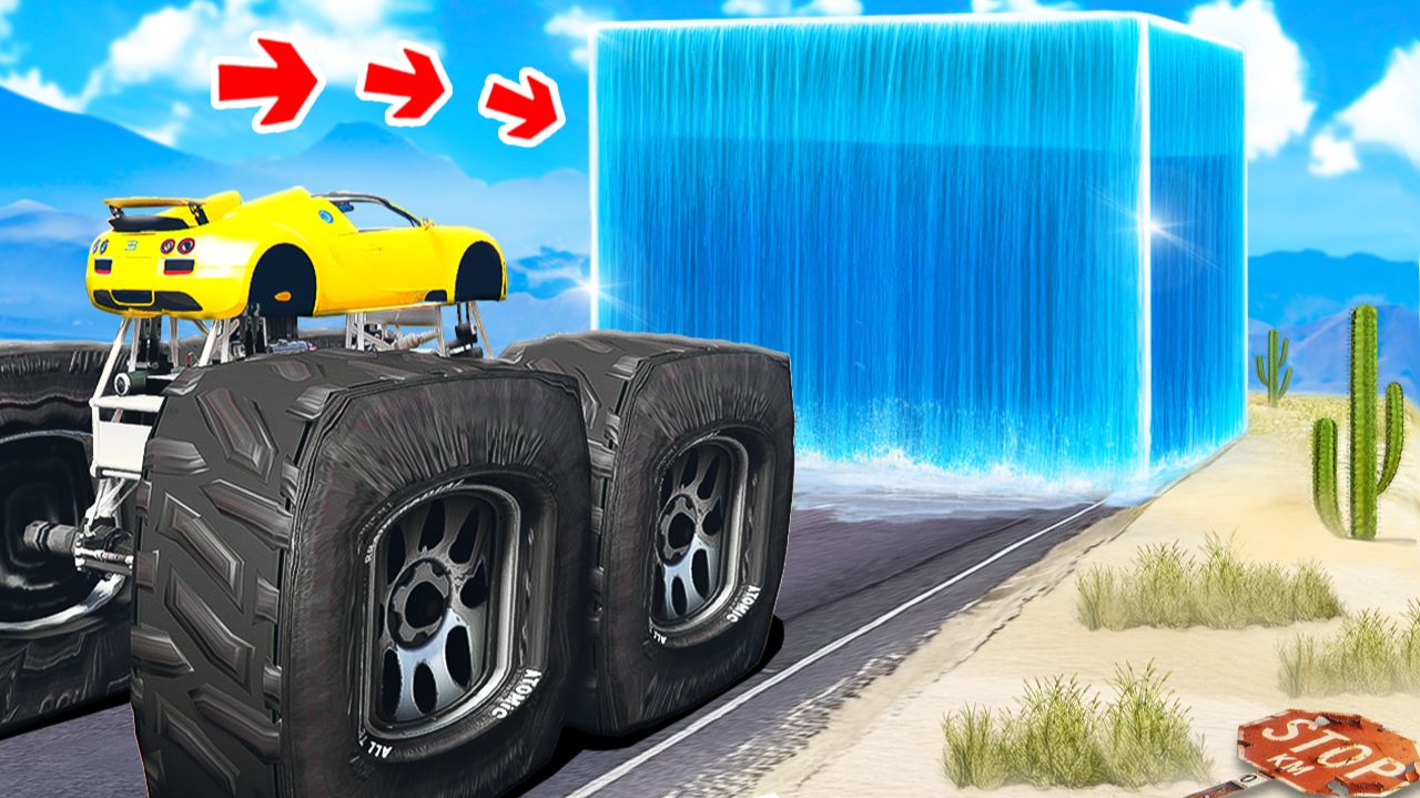 СМОЖЕТ ЛИ МОНСТР ТРАК ЛАМБОРГИНИ ПРОЕХАТЬ ЧЕРЕЗ ГИГАНТСКИЙ КУБ ВОДЫ В ГТА 5 ЭКСПЕРИМЕНТЫ В GTA 5!