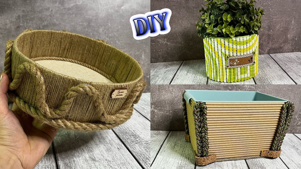 🔊3 УДИВИТЕЛЬНЫХ КОРЗИНЫ-ОРГАНАЙЗЕРА СВОИМИ РУКАМИ💥ПЕРЕДЕЛКА ИЗ ПРОСТЫХ МАТЕРИАЛОВ
