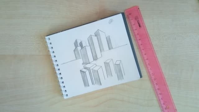 Учусь рисовать по книге. Двадцать шестой день. Город в угловой перспективе