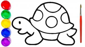 Мультик раскраска для детей. Как нарисовать черепаху