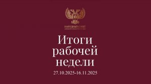 Итоги работы Народного Совета (27 октября - 16 ноября 2025)